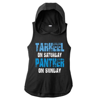 Tarheel On Saturday Panther On Sunday Funny Sports Fans Ladies PosiCharge Tri-Blend Wicking Draft Hoodie Tank