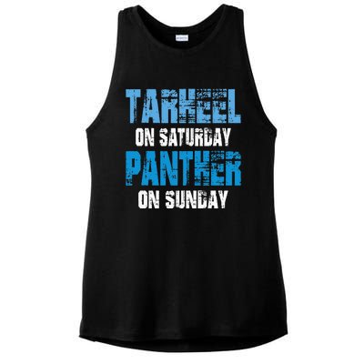 Tarheel On Saturday Panther On Sunday Funny Sports Fans Ladies PosiCharge Tri-Blend Wicking Tank