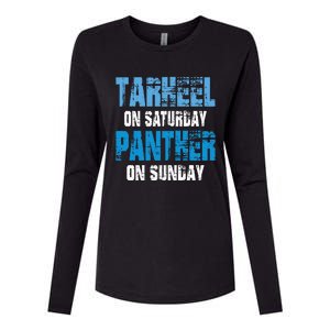 Tarheel On Saturday Panther On Sunday Funny Sports Fans Womens Cotton Relaxed Long Sleeve T-Shirt