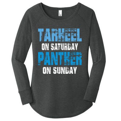 Tarheel On Saturday Panther On Sunday Funny Sports Fans Women's Perfect Tri Tunic Long Sleeve Shirt