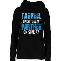 Tarheel On Saturday Panther On Sunday Funny Sports Fans Womens Funnel Neck Pullover Hood