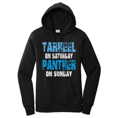 Tarheel On Saturday Panther On Sunday Funny Sports Fans Women's Pullover Hoodie