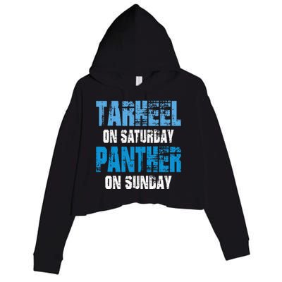 Tarheel On Saturday Panther On Sunday Funny Sports Fans Crop Fleece Hoodie