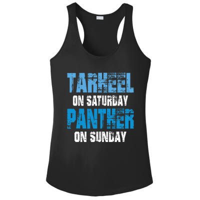 Tarheel On Saturday Panther On Sunday Funny Sports Fans Ladies PosiCharge Competitor Racerback Tank