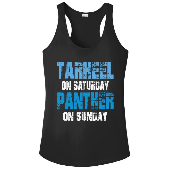 Tarheel On Saturday Panther On Sunday Funny Sports Fans Ladies PosiCharge Competitor Racerback Tank