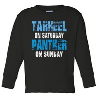 Tarheel On Saturday Panther On Sunday Funny Sports Fans Toddler Long Sleeve Shirt