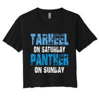 Tarheel On Saturday Panther On Sunday Funny Sports Fans Women's Crop Top Tee