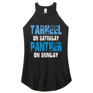 Tarheel On Saturday Panther On Sunday Funny Sports Fans Women's Perfect Tri Rocker Tank