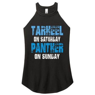 Tarheel On Saturday Panther On Sunday Funny Sports Fans Women's Perfect Tri Rocker Tank