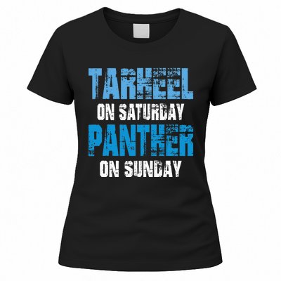 Tarheel On Saturday Panther On Sunday Funny Sports Fans Women's T-Shirt