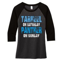 Tarheel On Saturday Panther On Sunday Funny Sports Fans Women's Tri-Blend 3/4-Sleeve Raglan Shirt