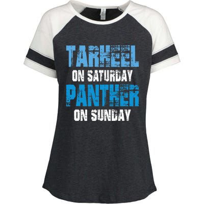 Tarheel On Saturday Panther On Sunday Funny Sports Fans Enza Ladies Jersey Colorblock Tee