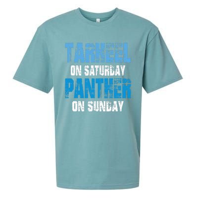 Tarheel On Saturday Panther On Sunday Funny Sports Fans Sueded Cloud Jersey T-Shirt