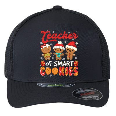 Teacher Of Smart Cookie Christmas Santa Gingerbread Cookie Funny Gift Flexfit Unipanel Trucker Cap