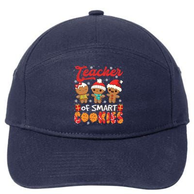 Teacher Of Smart Cookie Christmas Santa Gingerbread Cookie Funny Gift 7-Panel Snapback Hat