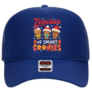 Teacher Of Smart Cookie Christmas Santa Gingerbread Cookie Funny Gift High Crown Mesh Back Trucker Hat