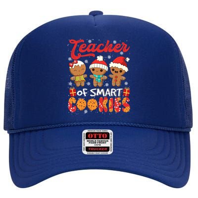 Teacher Of Smart Cookie Christmas Santa Gingerbread Cookie Funny Gift High Crown Mesh Back Trucker Hat