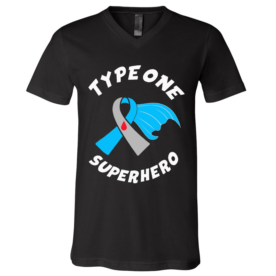 Type One Superhero Type 1 Diabetes Awareness V-Neck T-Shirt
