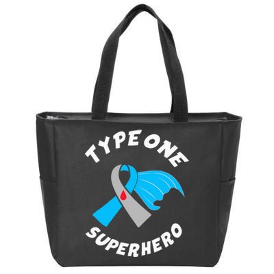 Type One Superhero Type 1 Diabetes Awareness Zip Tote Bag