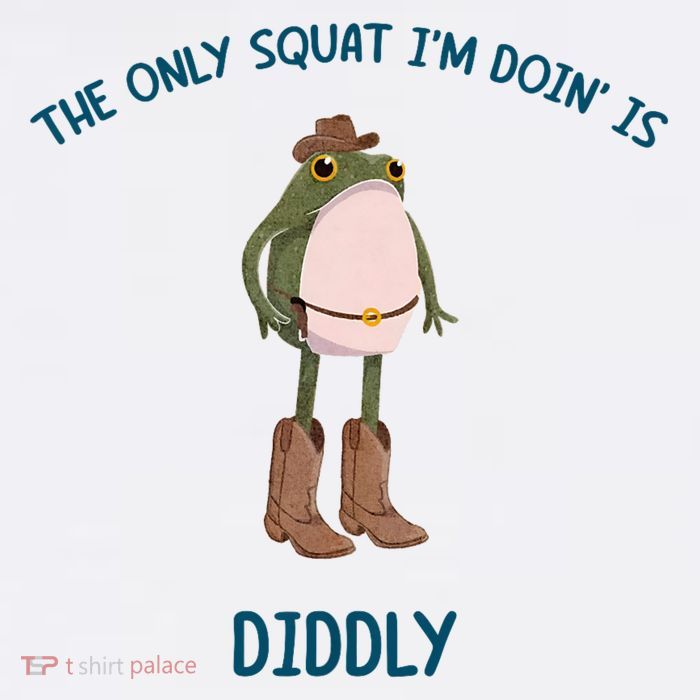 The Only Squat I'm Doin' Is Diddly Frog Meme Vintage Funny Flat Bill Trucker Hat