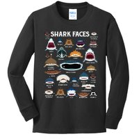 Types of Sharks Faces Identification Birthday School Kids Long Sleeve Shirt