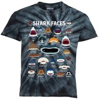 Types of Sharks Faces Identification Birthday School Kids Tie-Dye T-Shirt