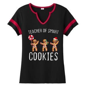 Teacher Of Smart Cookies Gingerbread Cute Christmas Ladies Halftime Notch Neck Tee