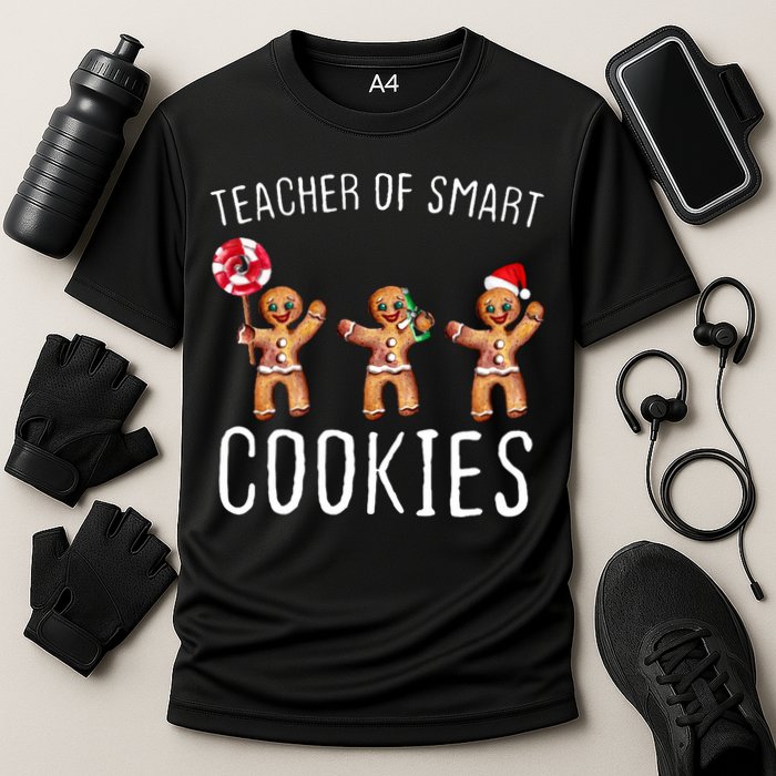 Teacher Of Smart Cookies Gingerbread Cute Christmas Cooling Performance Crew T-Shirt