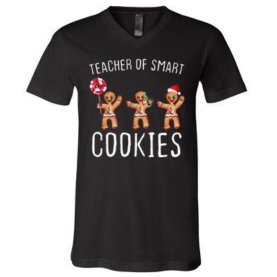 Teacher Of Smart Cookies Gingerbread Cute Christmas V-Neck T-Shirt