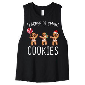 Teacher Of Smart Cookies Gingerbread Cute Christmas Women's Racerback Cropped Tank