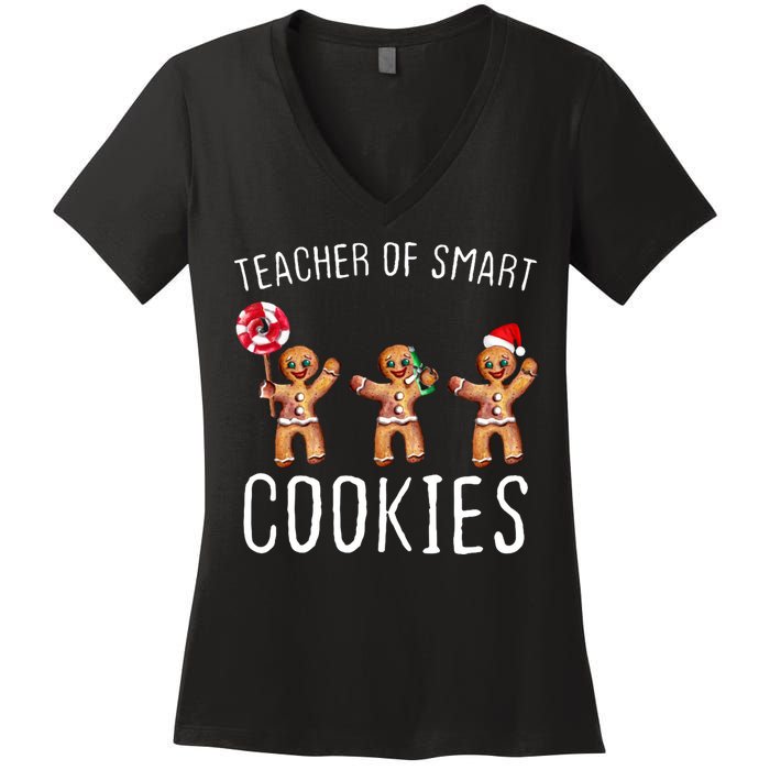 Teacher Of Smart Cookies Gingerbread Cute Christmas Women's V-Neck T-Shirt
