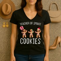 Teacher Of Smart Cookies Gingerbread Cute Christmas Women's V-Neck T-Shirt