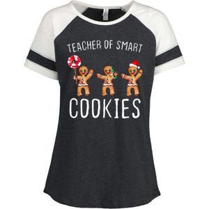 Teacher Of Smart Cookies Gingerbread Cute Christmas Enza Ladies Jersey Colorblock Tee