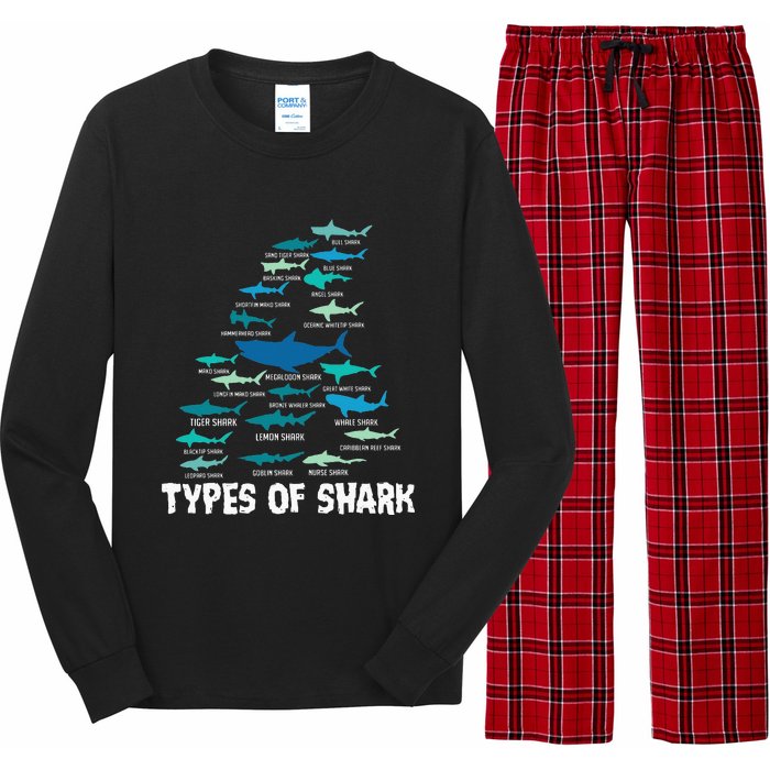 Types Of Shark Megalodon Great White Nurse Shark Long Sleeve Pajama Set