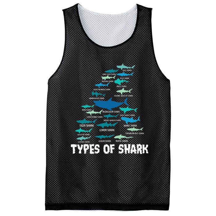 Types Of Shark Megalodon Great White Nurse Shark Mesh Reversible Basketball Jersey Tank