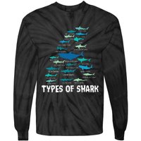 Types Of Shark Megalodon Great White Nurse Shark Tie-Dye Long Sleeve Shirt