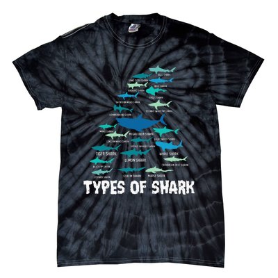 Types Of Shark Megalodon Great White Nurse Shark Tie-Dye T-Shirt