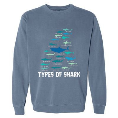 Types Of Shark Megalodon Great White Nurse Shark Garment-Dyed Sweatshirt