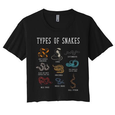 Types Of Snakes Educational Serpent 9 Different Snake Women's Crop Top Tee