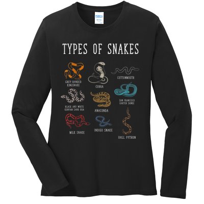 Types Of Snakes Educational Serpent 9 Different Snake Ladies Long Sleeve Shirt