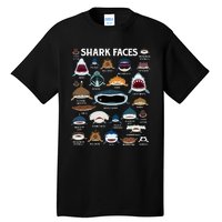 Types Of Sharks Faces Identification Birthday School Tall T-Shirt