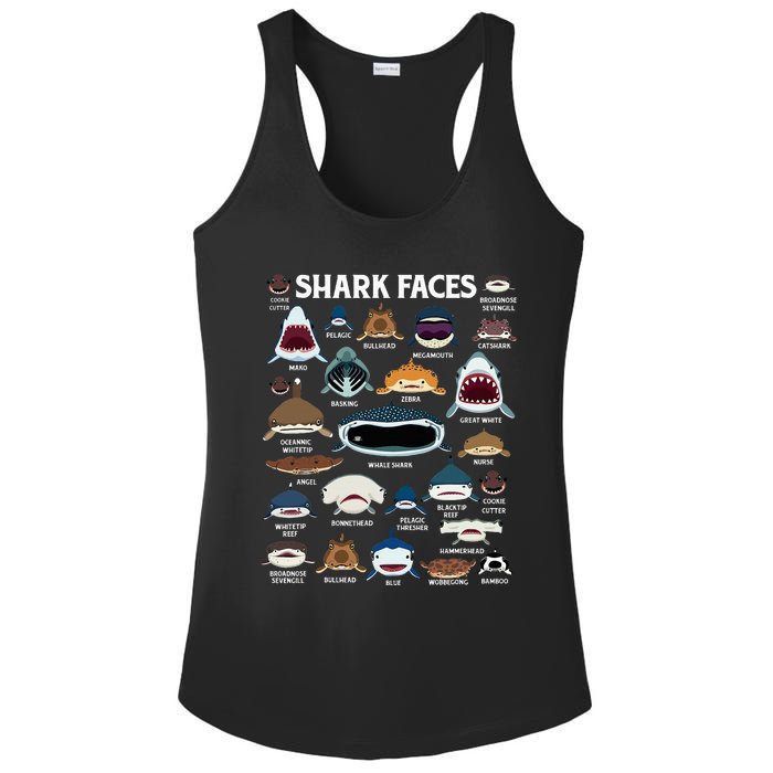 Types Of Sharks Faces Identification Birthday School Ladies PosiCharge Competitor Racerback Tank