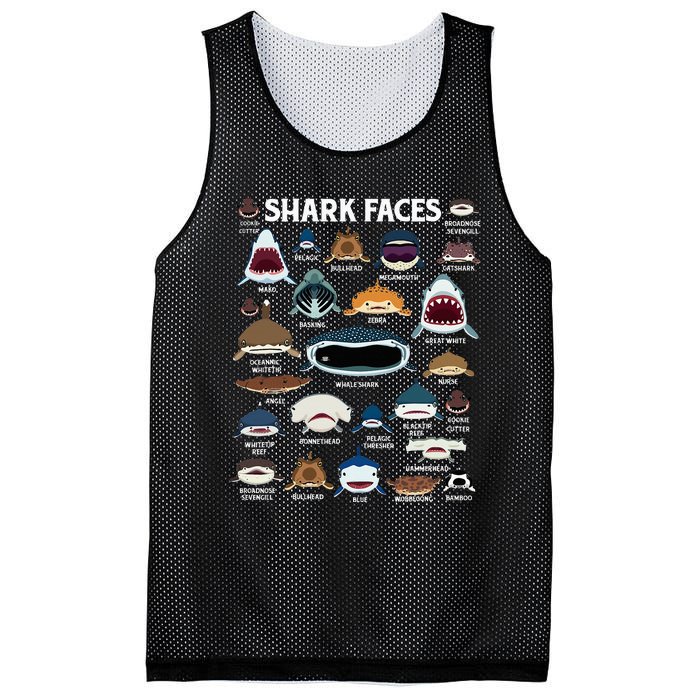 Types Of Sharks Faces Identification Birthday School Mesh Reversible Basketball Jersey Tank