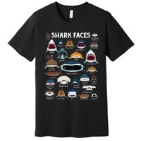 Types Of Sharks Faces Identification Birthday School Premium T-Shirt