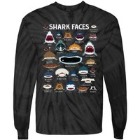 Types Of Sharks Faces Identification Birthday School Tie-Dye Long Sleeve Shirt