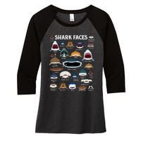 Types Of Sharks Faces Identification Birthday School Women's Tri-Blend 3/4-Sleeve Raglan Shirt