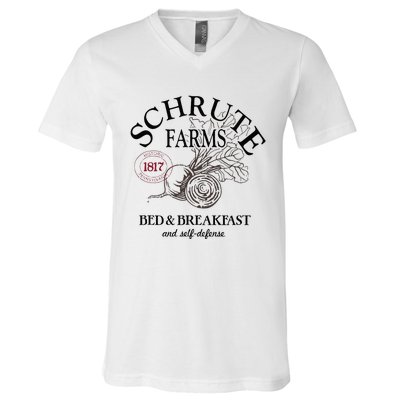 The Office Schrute Farms Large Label V-Neck T-Shirt