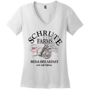 The Office Schrute Farms Large Label Women's V-Neck T-Shirt