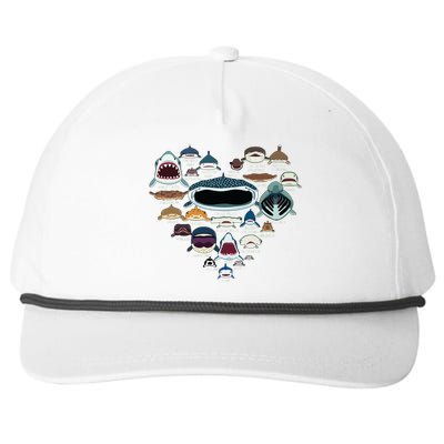 Types Of Shark Identification Shark Faces Shark Heart Snapback Five-Panel Rope Hat