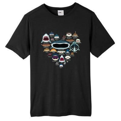 Types Of Shark Identification Shark Faces Shark Heart Tall Fusion ChromaSoft Performance T-Shirt